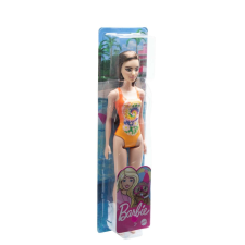 Barbie SZATÉN BARBIE BABA NARANCSSÁRGA FÜRDŐRUHÁVAL baba