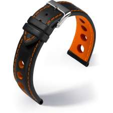 Barington Barington Racing bőr óraszíj, fekete/narancs 18mm óraszíj