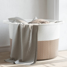  Barna-fehér pamut szennyeskosár Ø55 x 36 cm bútor