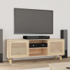  Barna fenyőfa és természetes rattan TV-szekrény 105x30x40 cm