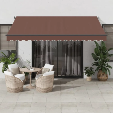  barna kézzel kihúzható LED-es napellenző 400 x 350 cm kerti bútor