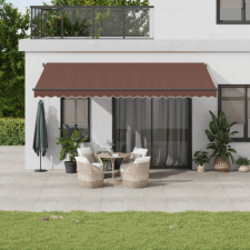 barna kézzel kihúzható LED-es napellenző 500 x 350 cm kerti bútor