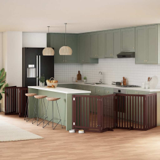  barna nyárfa 10 paneles összecsukható kutyakapu ajtóval 800 cm kutyafelszerelés