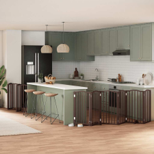  barna nyárfa 12 paneles összecsukható kutyakapu ajtóval 600 cm kutyafelszerelés