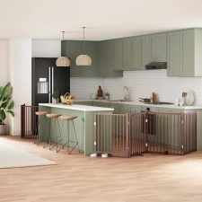  barna nyárfa 12 paneles összecsukható kutyakapu ajtóval 960 cm kutyafelszerelés