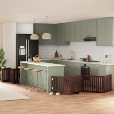  barna nyárfa 12 paneles összecsukható kutyakapu ajtóval 960 cm kutyafelszerelés