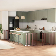  barna nyárfa 15 paneles összecsukható kutyakapu ajtóval 750 cm kutyafelszerelés