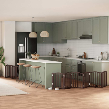  barna nyárfa 15 paneles összecsukható kutyakapu ajtóval 750 cm kutyafelszerelés