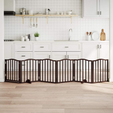  barna nyárfa 6 paneles összecsukható kutyakapu ajtóval 300 cm kutyafelszerelés