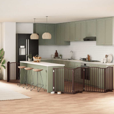  barna nyárfa 6 paneles összecsukható kutyakapu ajtóval 480 cm kutyafelszerelés