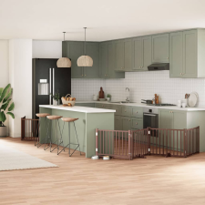  barna nyárfa 8 paneles összecsukható kutyakapu ajtóval 640 cm kutyafelszerelés