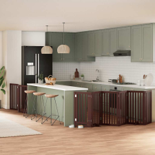  barna nyárfa 9 paneles összecsukható kutyakapu ajtóval 450 cm kutyafelszerelés