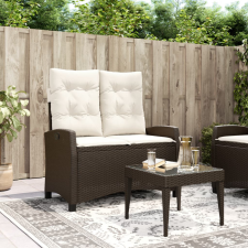  Barna polyrattan dönthető kerti pad párnával kerti bútor