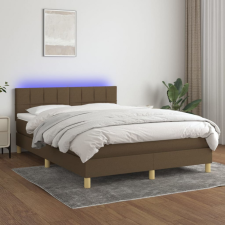  Barna szövet rugós és LED-es ágy matraccal 140x190 cm ágy és ágykellék