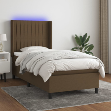  barna szövet rugós és LED-es ágy matraccal 80 x 200 cm ágy és ágykellék
