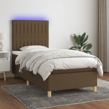 barna szövet rugós és LED-es ágy matraccal 80 x 200 cm ágy és ágykellék