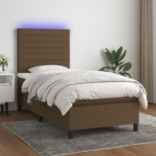 barna szövet rugós és LED-es ágy matraccal 90x190 cm ágy és ágykellék