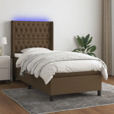 barna szövet rugós és LED-es ágy matraccal 90x190 cm ágy és ágykellék
