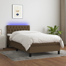 barna szövet rugós és LED-es ágy matraccal 90x200 cm ágy és ágykellék