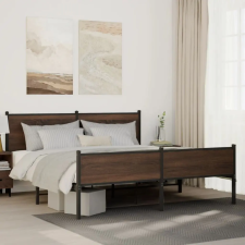  barna tölgy színű fém ágykeret matrac nélkül 180 x 200 cm ágy és ágykellék