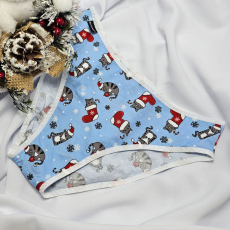 Barones KARÁCSONYI pamut bugyi kék cicás mintás XL