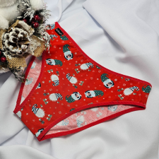 Barones KARÁCSONYI pamut bugyi piros manó mintás L női alsó