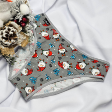 Barones KARÁCSONYI pamut bugyi szürke manó mintás L női alsó