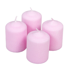  Bársony glitter henger gyertya 50x75mm ciklámen 4db/csom (db ár) dekorációs kellék