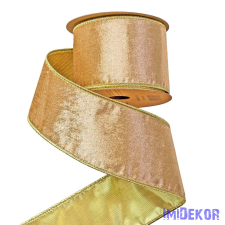  Bársony szalag drótos szegéllyel 63mm x 5m - Arany dekorációs kellék