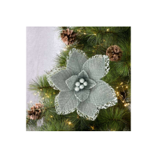  Bársonyos karácsonyi virág Ezüst 16 cm karácsonyi dekoráció