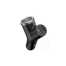 Baseus 2in1 3.4A Dual USB + szivartöltő autós töltő (fekete) mobiltelefon kellék
