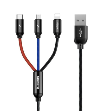 Baseus 3az1-ben USB-A --> USB-C / Lightning / Micro USB kábel 1,2 m fekete (CAMLT-BSY01) (CAMLT-BSY01) kábel és adapter