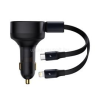 Baseus autós töltő (USB, 30W, PD gyorstöltő + Type-C/lightning kábel) FEKETE (CGTX000001)
