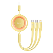 Baseus Bright Mirror 2, 3 az 1-ben Mikro USB / Lightning / USB-C kábel, 3.5 A, 1.1 m (sárga) kábel és adapter