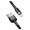 Baseus CAFULE adatkábel és töltő (USB - lightning 8pin, 1.5A, gyorstöltés támogatás, 200cm, cipőfűző minta) FEKETE Apple IPAD, Apple IPAD (3rd Generation), Apple IPAD (4th Generation), Appl