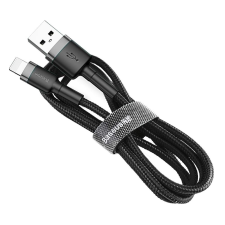 Baseus Cafule Kábel tartós nylon fonott drót USB / Lightning QC3.0 2.4a 0,5M fekete-szürke (CALKLF-AG1) mobiltelefon kellék