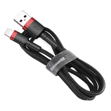 Baseus Cafule Kábel tartós nylon fonott USB / Lightning QC3.0 2.4a 1M fekete-piros (CALKLF-B19) kábel és adapter