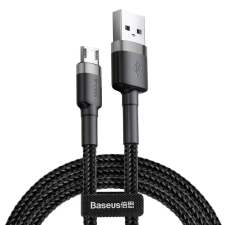 Baseus Cafule Kábel tartós nylon fonott USB / micro USB QC3.0 2.4a 0,5M fekete-szürke (CAMKLF-AG1) mobiltelefon kellék