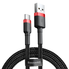 Baseus Cafule Kábel tartós nylon litzehuzal USB / USB - C QC3.0 2A 2M fekete - piros (CATKLF - C91) kábel és adapter