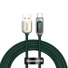Baseus Display Fast Charging Cable USB-A apa - USB-C apa 2.0 Adat és töltőkábel - Zöld/Ezüst (2m) kábel és adapter