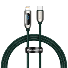 Baseus Display Fast Charging USB-C apa 2.0 - Lightning apa Adat és töltőkábel - Zöld/Ezüst (1m) kábel és adapter