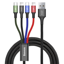 Baseus Fast 4 az 1-ben USB-C, 2x Lightning, Micro 3,5A, kábel, 1.2 m, fekete (CA1T4-A01) kábel és adapter