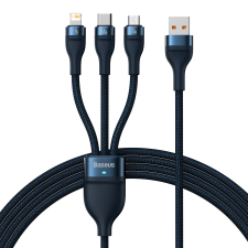Baseus Flash sorozat Ⅱ 3in1 kábel gyors töltéssel USB-A USB-C / Micro-USB / Lightning 66W 480Mb/s 1.2m kék kábel és adapter