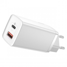 Baseus GaN2 Lite hálózati töltő adapter USB / USB-C 65W, fehér mobiltelefon kellék