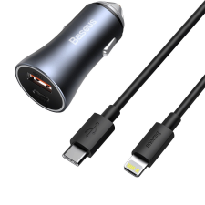 Baseus Golden Contactor Pro USB + USB-C Autós töltő (40W) - Sötét szürke mobiltelefon kellék