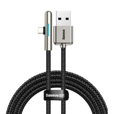 Baseus Iridescent Lamp USB apa - USB-C apa Töltőkábel 1m - Fekete kábel és adapter
