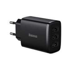 Baseus kompakt gyorstöltő 3x USB 17W fekete (CCXJ020101) (CCXJ020101) mobiltelefon kellék