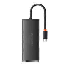 Baseus Lite Series Hub 4in1 USB-C 4x USB 3.0 + USB-C, 25cm (fekete) hub és switch