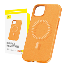 Baseus Mágneses telefontok iPhone 15 Baseus Fauxther Series (narancssárga) tok és táska
