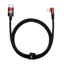 Baseus MVP 2 hajlított gyors töltő adatkábel Type-C iP 20W 1m fekete+vörös kábel és adapter